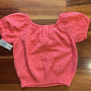 Cat & Jack Girls Pink Puff Short Sleeve Blouse Size L (10/12) NWT